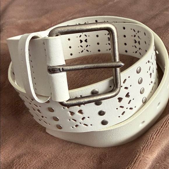 Calvin Klein White Leather Belt - Genuine Leather - Picture 3 of 5
